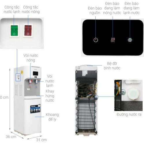 Kích thước Máy nước nóng lạnh Toshiba RWF-W1664RTV