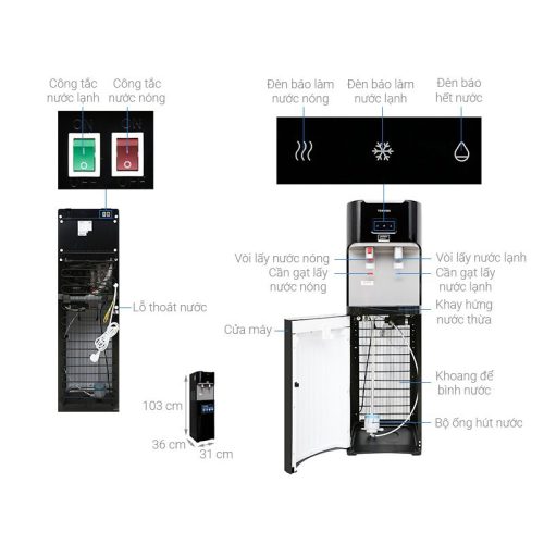 Kích thước Máy nước nóng lạnh Toshiba RWF-W1669BV