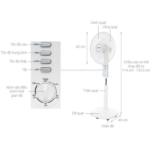 Kích thước Quạt máy Toshiba F-LSA10VN