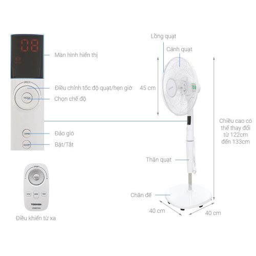 Kích thước Quạt máy Toshiba F-LSD30(W)VN