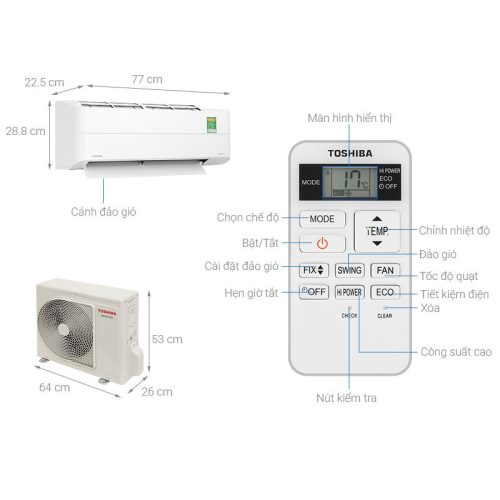Kích thước Điều hòa không khí Toshiba RAS-H10Z2KCVG-V