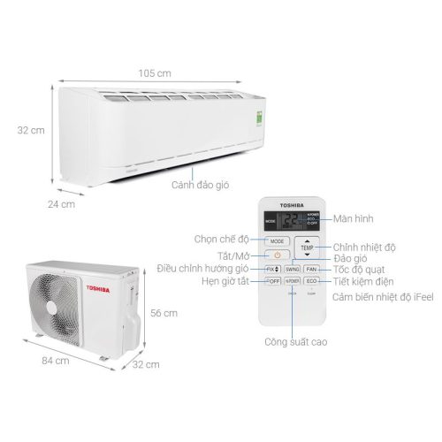 Kích thước Điều hòa không khí Toshiba RAS-H18U2KSG-V