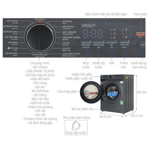 Kích thước Máy giặt cửa trước Toshiba TW-T21BU110UWV(MG)