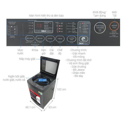 Kích thước Máy giặt Toshiba AW-DUK1300KV(MK)