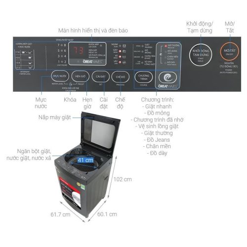 Kích thước Máy giặt Toshiba AW-DUM1400LV(MK)
