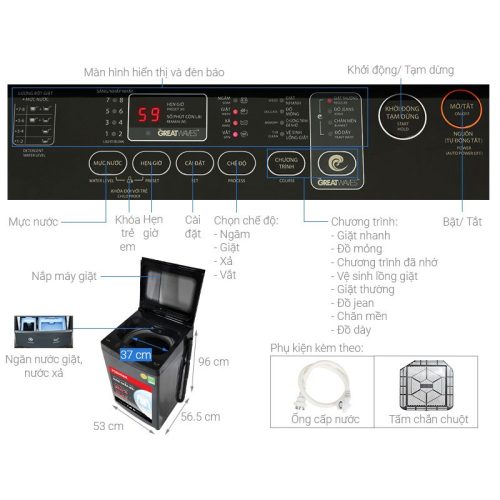 Kích thước Máy giặt Toshiba AW-M1100PV(MK)