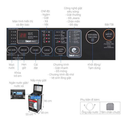 Kích thước Máy giặt Toshiba DK1000FV