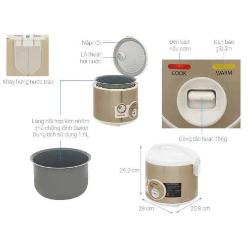 Kích thước Nồi cơm điện RC-18JH1TVN(N)
