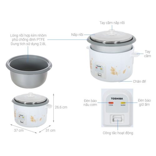 Kích thước Nồi cơm điện Toshiba RC-28MH1PV(G)